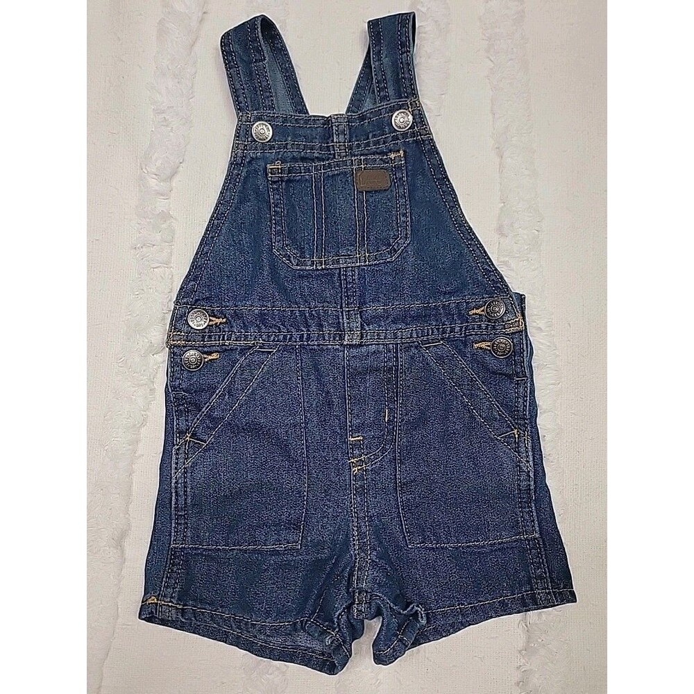 Lee Shortalls Short Overalls Dark Denim Infant Boy's Size 12 Month Snaps A